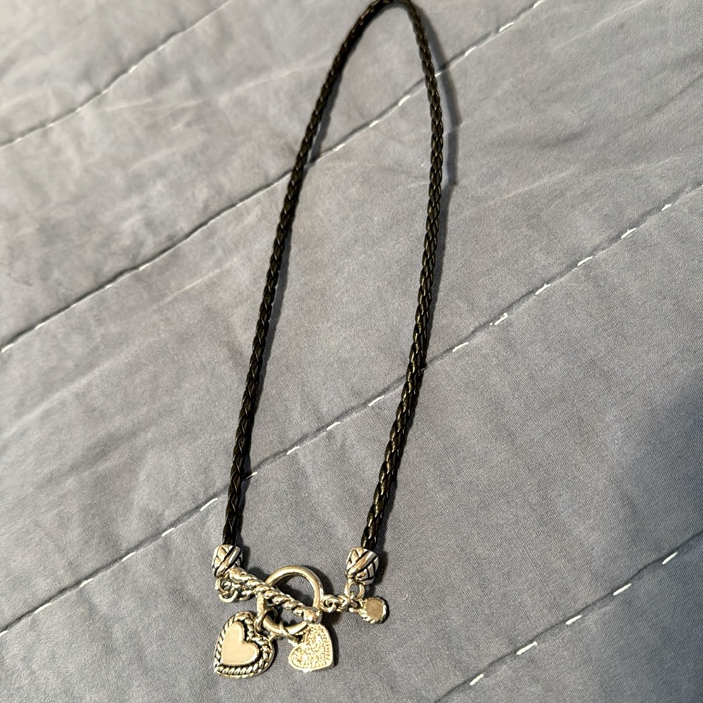 Like new braided connector closure heart necklace
